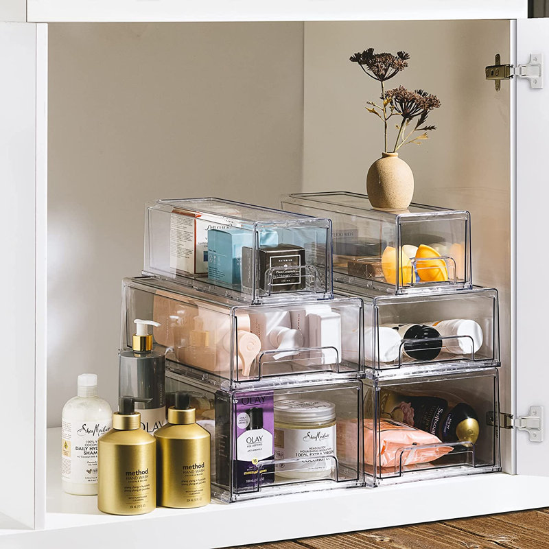 Tiroirs de réfrigérateur Sorbus - Bacs de rangement transparents empilables - Contenants de rangement pour cuisine, réfrigérateur, congélateur, rangement de meuble-lavabo et rangement (paquet de 4 | moyen)