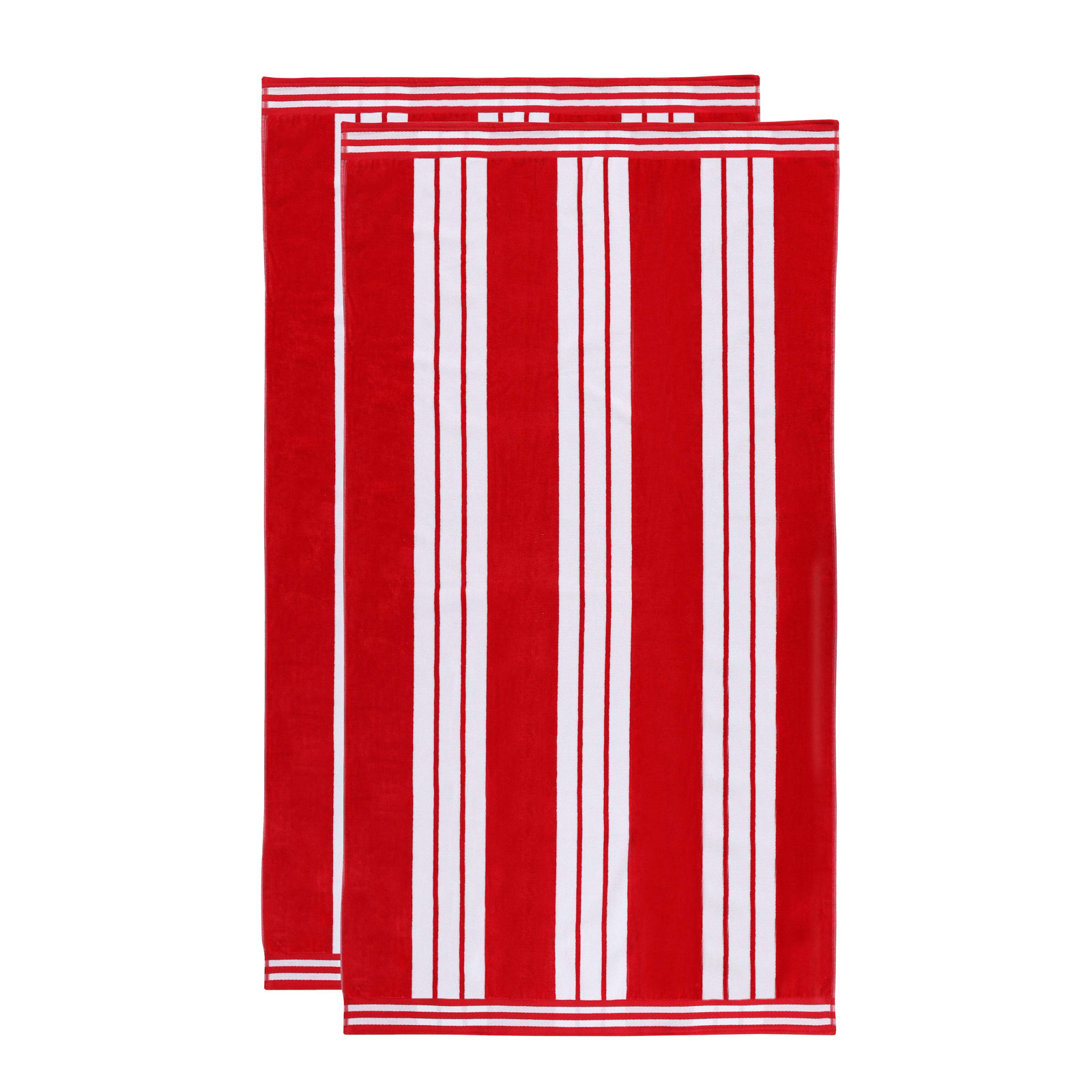 Chira Striped Cotton Beach Towel, Red, Beach Towel - 2 Pack