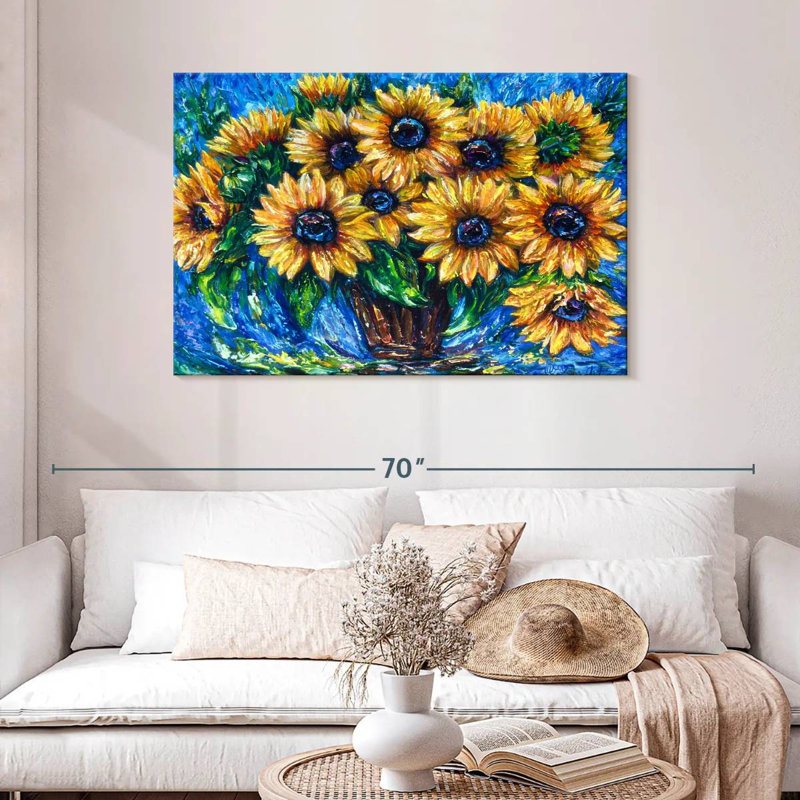 Harnek tournesol amour avec couteau à palette, H 30 po x l 45 po