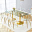 Ensembles de table de salle à manger spacieux en verre trempé de 71 pouces avec pieds en acier doré, design moderne pour la maison