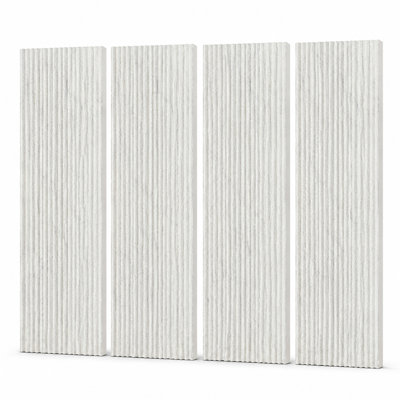 47.24" L x 23.62" W 3D Faux Stone Wall Panels, White Marble PU Wainscoting for TV Wall, Living Room & Bathroom, 4-Piece Set