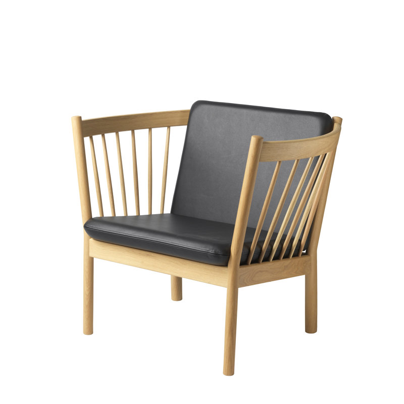 J146 Barrel Chair, Black Leather