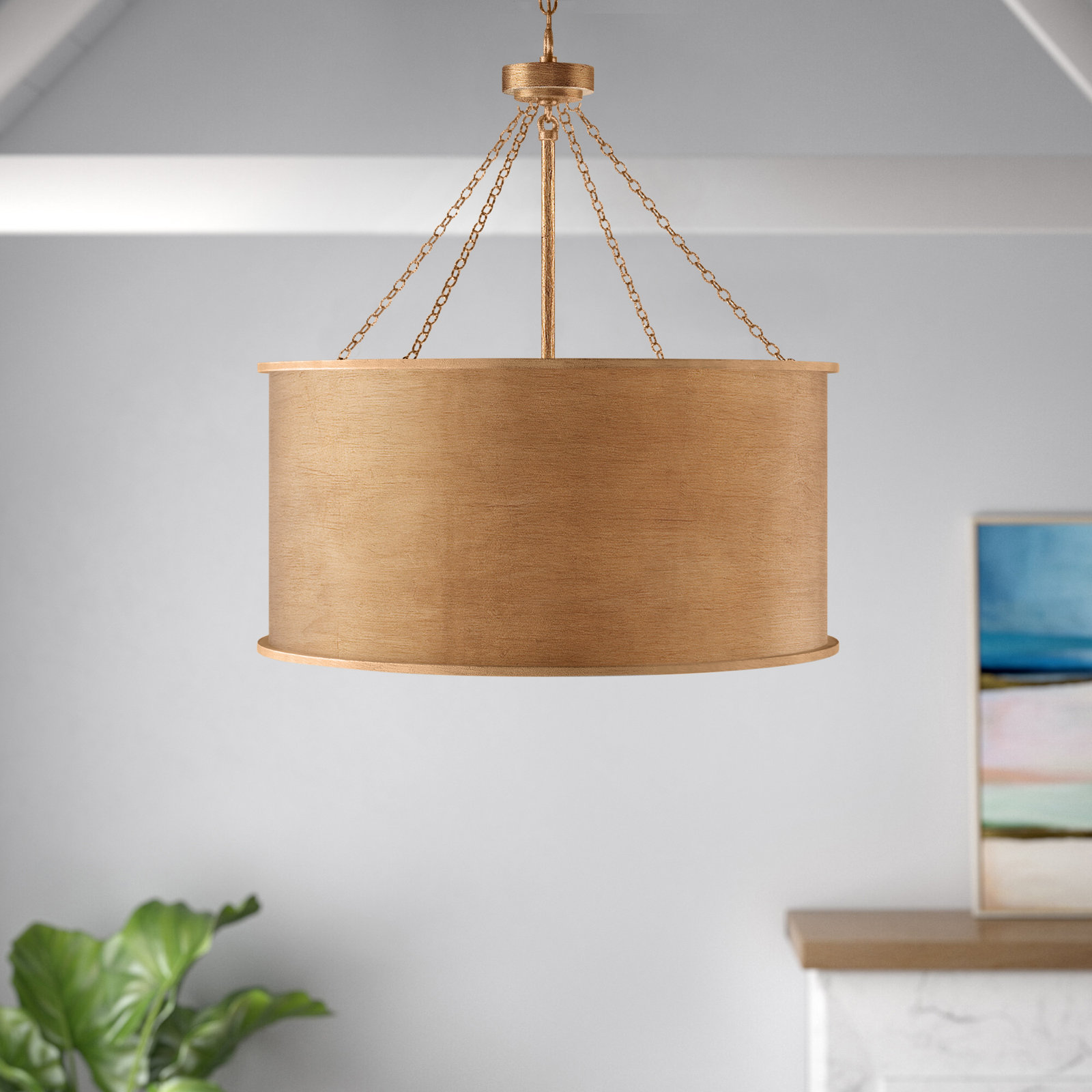 Soho 6-Light Chandelier, Gold Patina, 4 Lights, 26.5" H x 19" W x 19" D