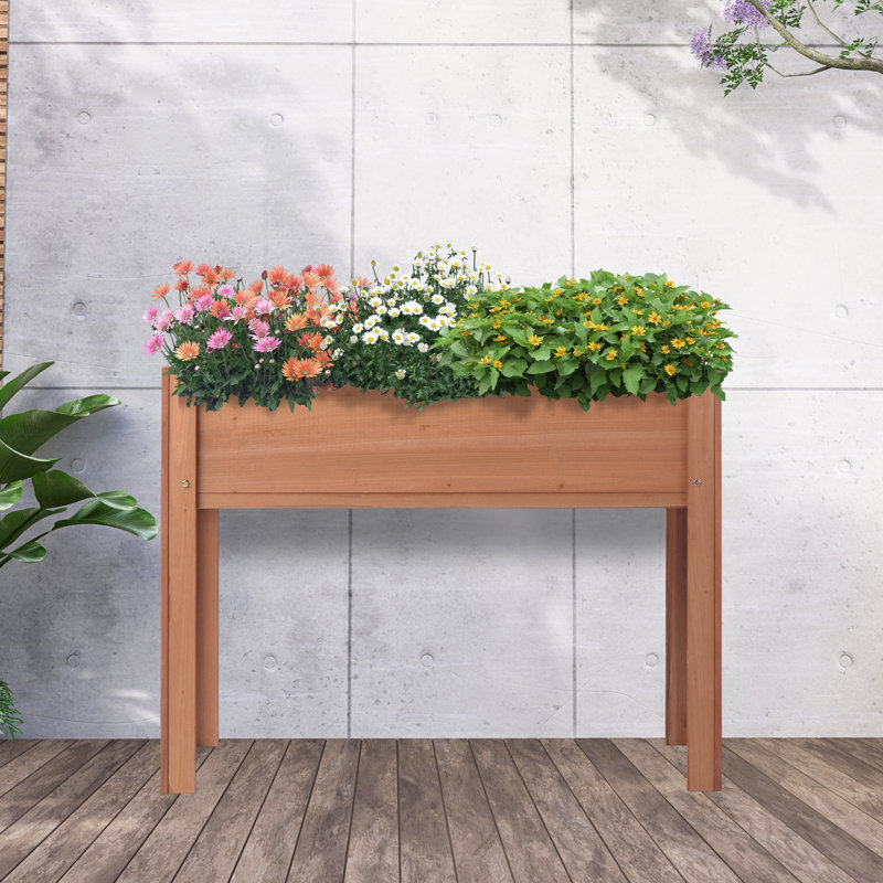 Boîte à fleurs surélevée en bois Darral, H 30 po x l 48 po x P 24 po, Naturel
