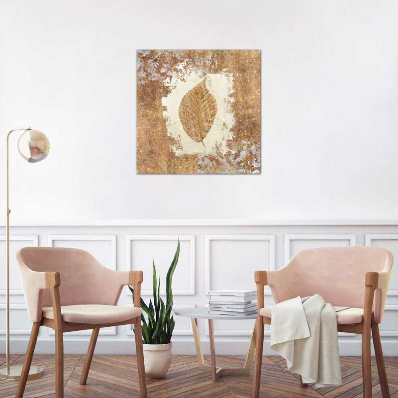 Gilded Leaf II 1 Piece Wrapped Canvas Wall Art, 66.04 cm H x 66.04 cm W x 3.175 cm D