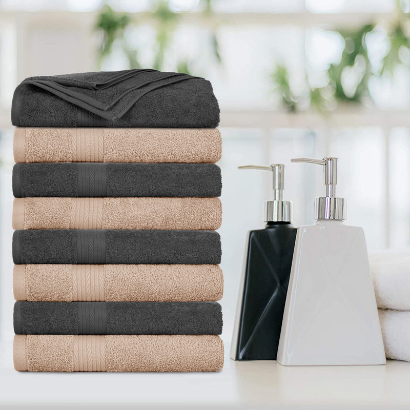 100% Cotton 600 GSM Bath Towels , Beige/Gray