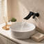 Robinet de lavabo de salle de bain mural en laiton noir mat avec bec cascade