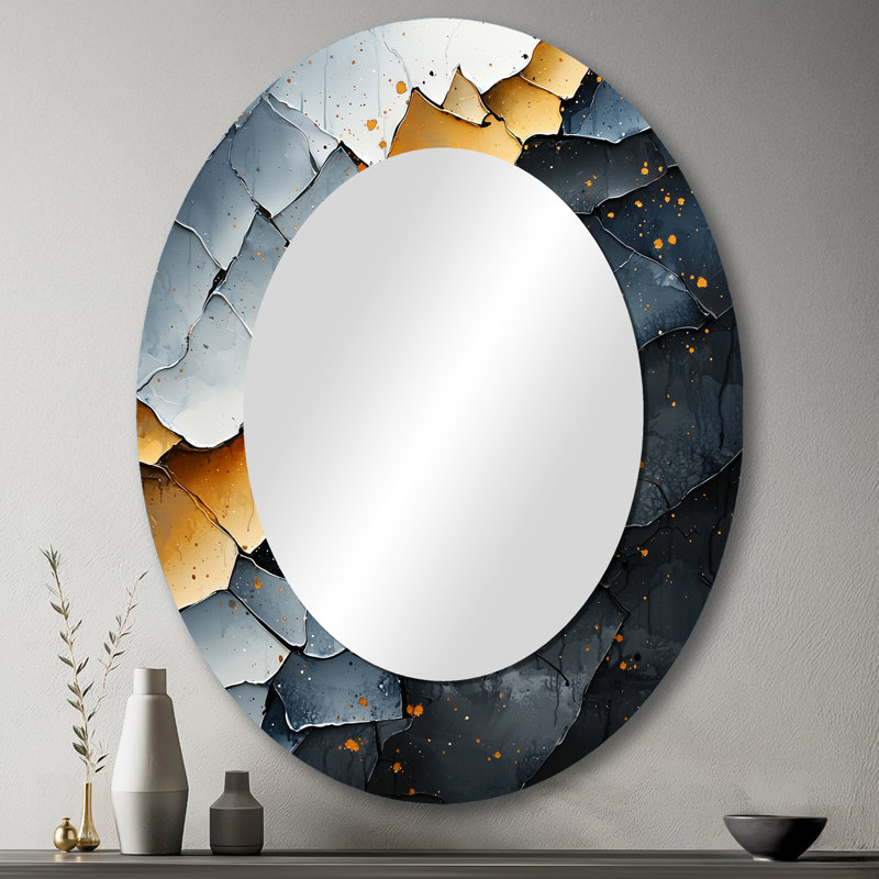 Miroir mural ovale doré, 43 po x 33 po