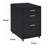 Bard File Cabinet, 3 Drawers With Chrome Metal Handles, Black High Gloss