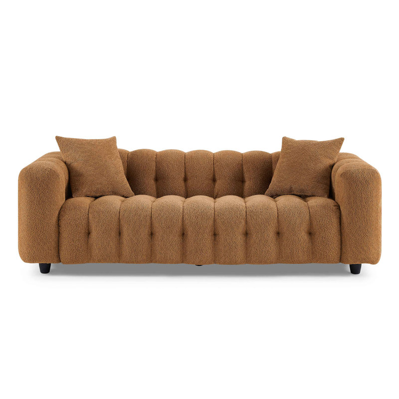 Lavance 227.1Cm Rolled Arms Chesterfield Sofa, Rust