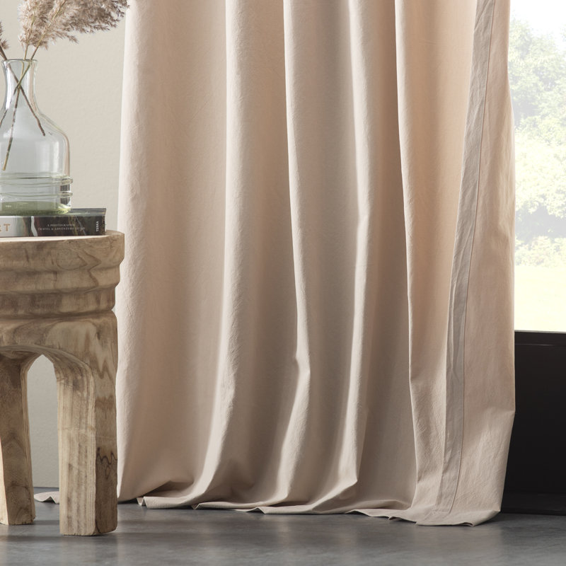 Archaeo Sarro Washed Cotton Semi-Sheer Tab Top Curtain Panel, 52" W x 63" L, Oatmeal