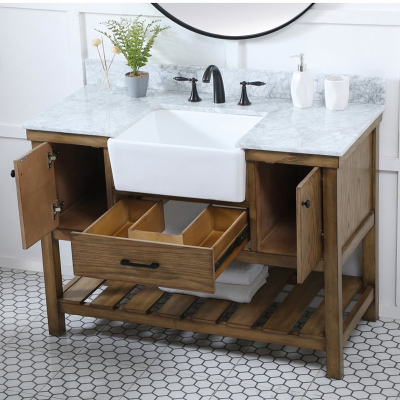 Meuble-lavabo simple 48 po avec dosseret Pelaghia, Bois flotté