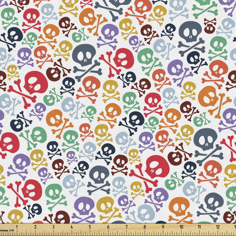 Analia Halloween Colourful Skulls and Crossbones Funny Fabric
