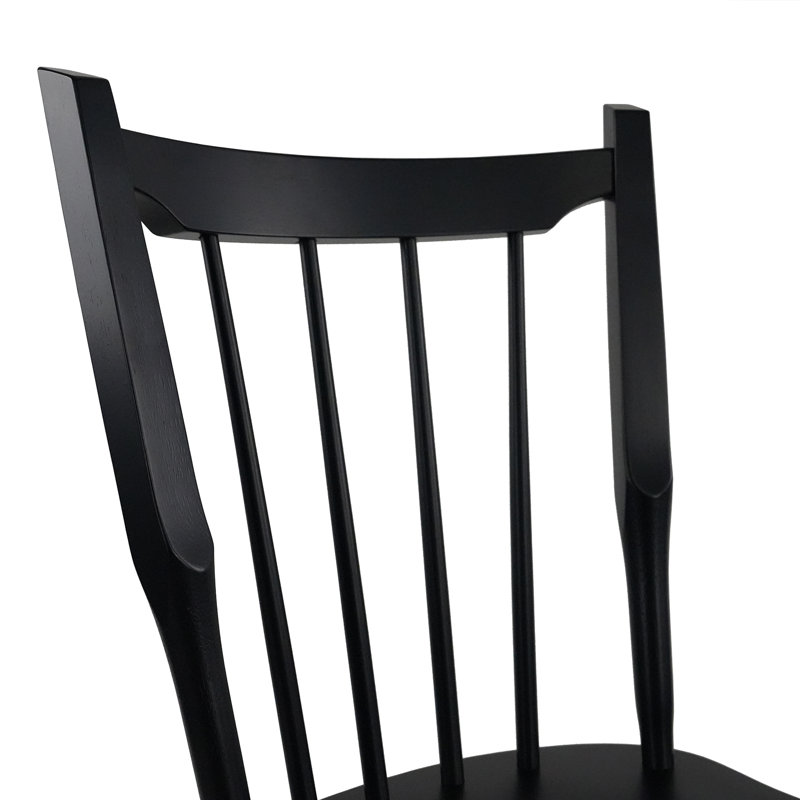 Chaises de salle à manger de style Mid-Century en bois massif de style Windsor avec dossier à lattes pour la cuisine et la salle à manger