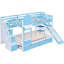 Lit superposé avec glissade en bleu - 2 tiroirs, 3 tablettes, bois massif pour plus de 6 tiroirs et tablettes. Pin. Conception amusante. Pendant 6 ans. Capacité de poids de 400 lb Pas de sommier ni de matelas. L 106,3 po x l 76,6 po x H 72,8 po-118104176-118104179