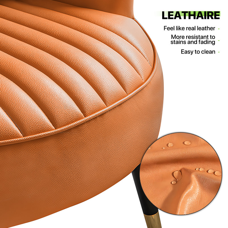 Chaise d'appoint rembourrée avec coussin Bettyanne, Orange Leathaire orange