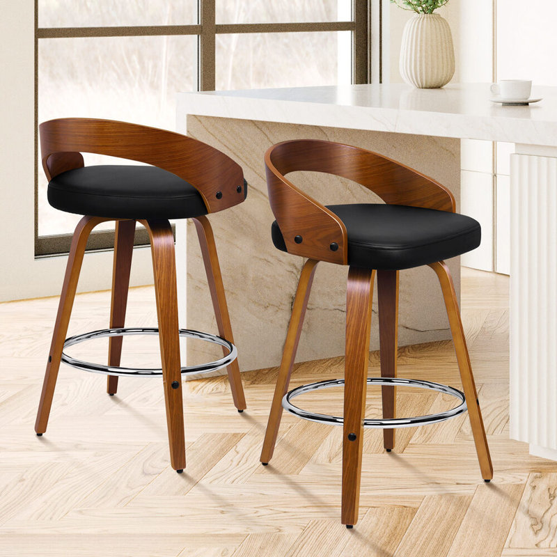 Swivel Upholstered Counter Stool with Metal Frame