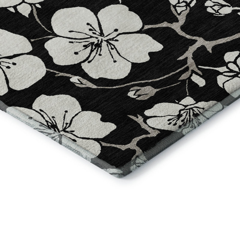 Tapis floral de qualité supérieure lavable à la machine Diskin AMF1032, Rectangle 9 pi x 12 pi