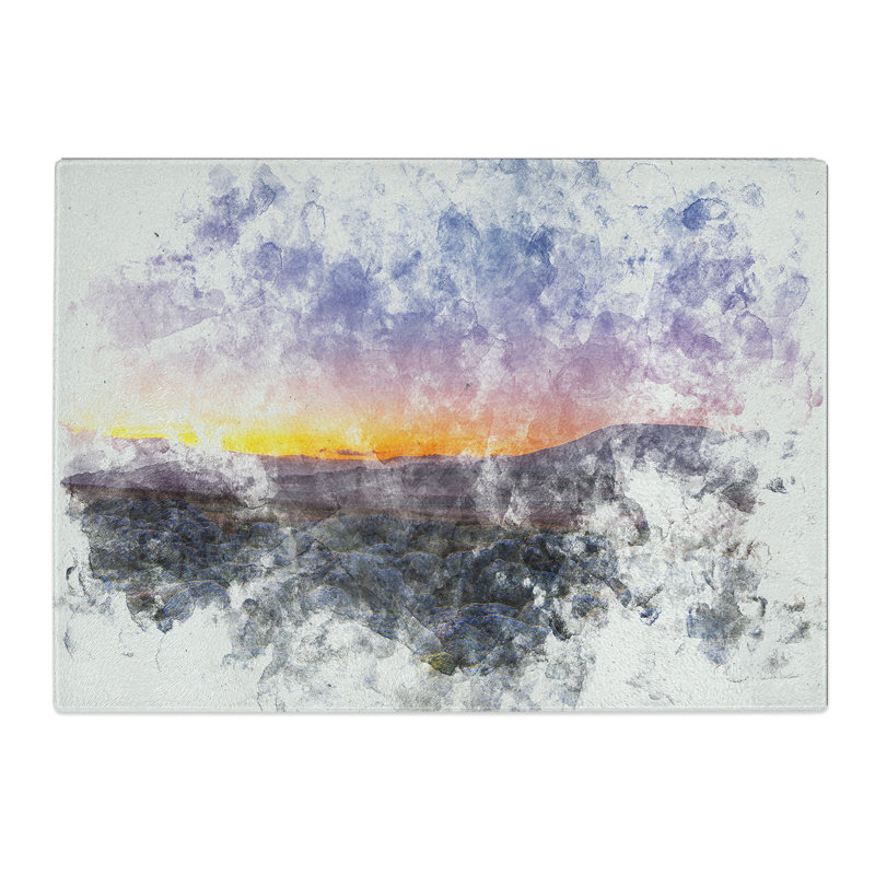 Tempered Glass Sunrise over the Yorkshire Dales Chopping Board, 28.5 cm x 39 cm