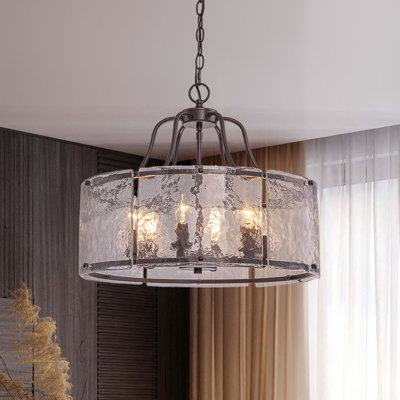 Lustre tambour en verre d'eau 6 lumières