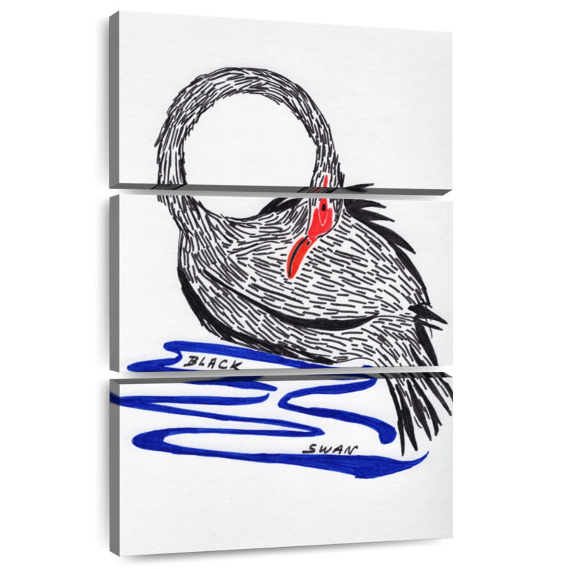 Brampt Wild Black Swan, 57" H x 36" W