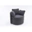 Chaise ergonomique pivotante à 360 degrés en tissu gris foncé avec rangement et siège rembourré-1792138023