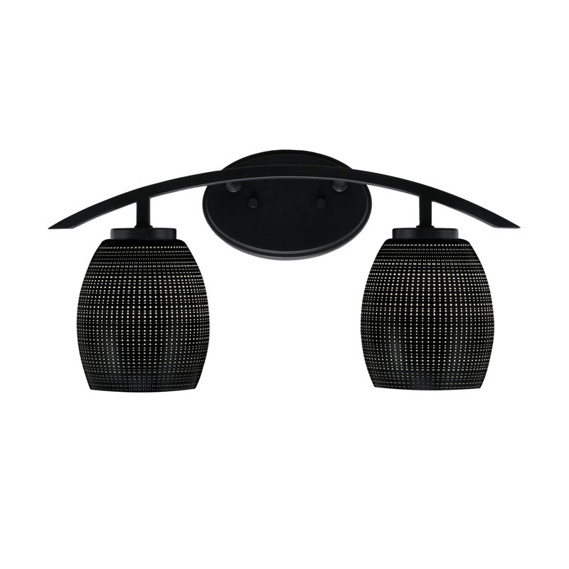 Kurve 2 Light Bath Bar With 5" Gray Matrix Glass, Gray, Matte Black