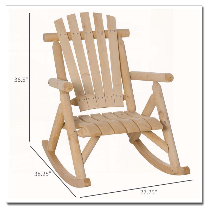 Chaise berçante Adirondack rustique à une personne avec siège à lattes