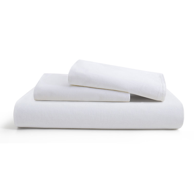 Linen and Cotton Duvet Cover with Pillowcase, Twin Duvet Cover + 1 Standard Pillowcase, White