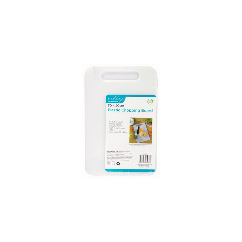 Plastic Ashley Chopping Board - White, 30cm W x 20cm L