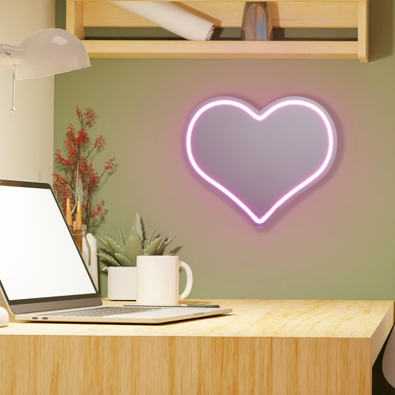 Melannco LED Heart Mirror, 13X11 Inch