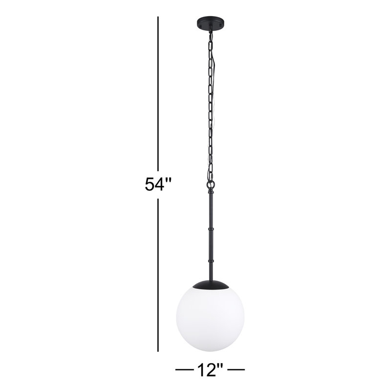 Luminaire suspendu simple à 1 lumière Cleary, Noir mat