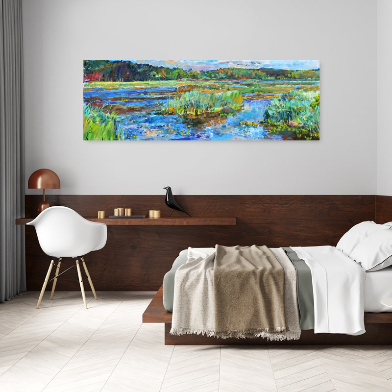 «Vibrant Marsh Landscape Colorful Peaceful Serene Landscape Nature», art mural, H 60 po x l 20 po