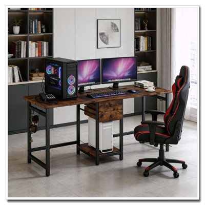 Bureau double avec tiroirs