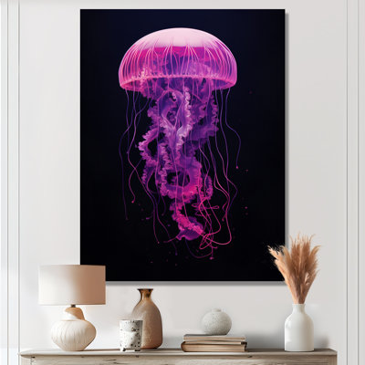 «Majestic Fuchsia Deep Sea Jellyfish I», reproduction d'art mural méduse