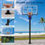 Panier de basketball encastré - panneau arrière en PC de 55 po, hauteur réglable de 7,5 à 10 pi, mât carré robuste avec rebord standard de 18 po