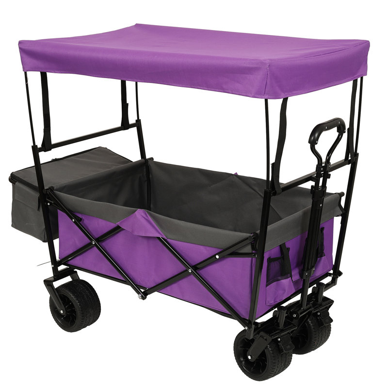 Chariot pliable de 480 lb avec auvent, poussette de chariot avec roues tout-terrain de 7 po, chariot pliable léger, grande capacité pour le camping, le magasinage, les sports et le jardin, mauve avec moustiquaire