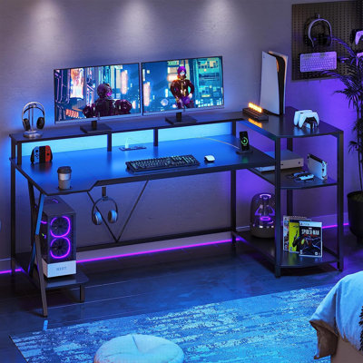 Cavit Metal Base Computer Desk with Power Outlet