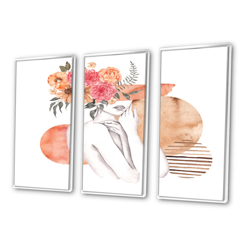3 - Pieces Glam, 36" W x 28" H, White Framed