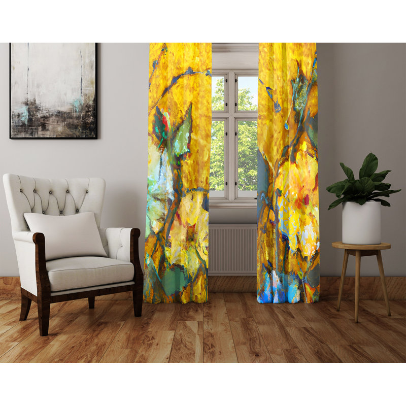 Paire de rideaux semi-transparents en polyester Dezmand, L 40 po x L 52 po