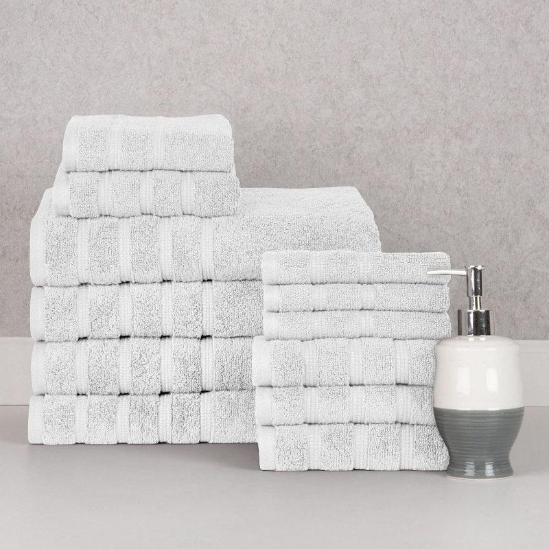 Ensemble de serviettes en coton 12 pièces Bibb Home, Blanc