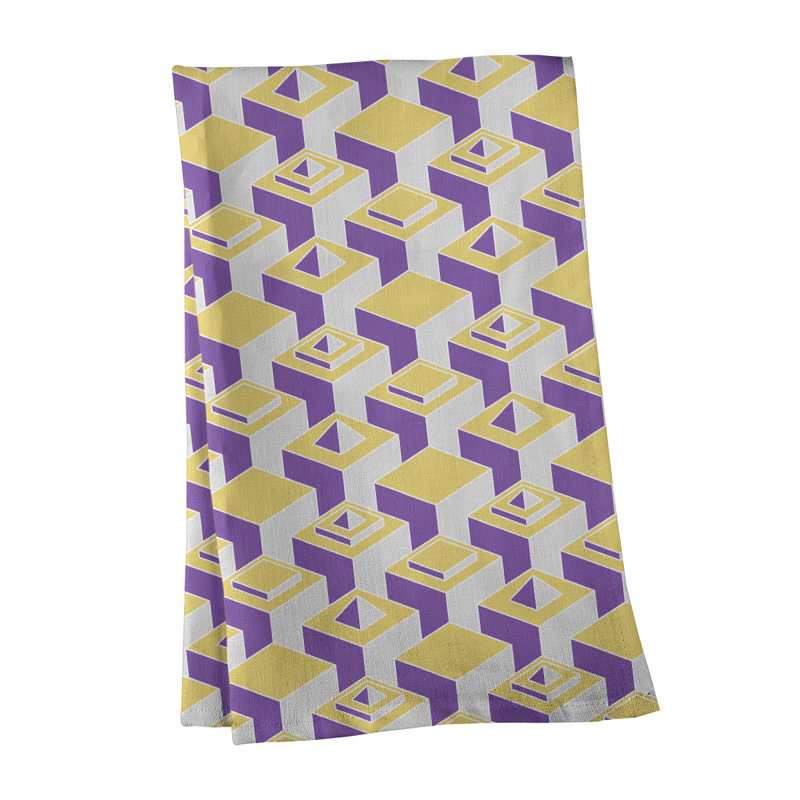 Patricia Geoffrey Tea Towel Kitchen Towel, Yellow/Purple, Poly Twill