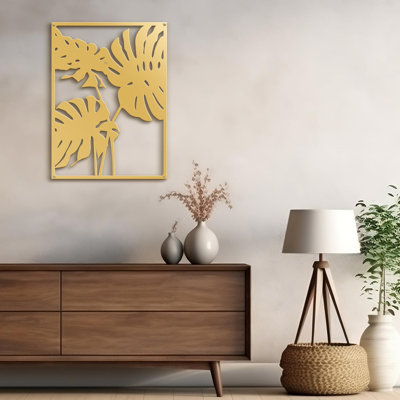 Three Tropical Monsteras Leaf Minimalist Modern Abstract Accent Sculpture