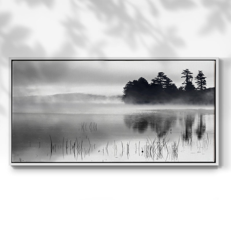 «Autumn Sunrise on Raquette Lake», toile tendue avec châssis, prête à être accrochée, H 17 po x l 33 po, Blanc