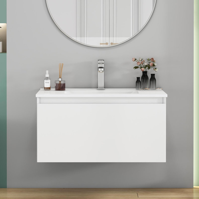 De meuble-lavabo mural en bois massif de style moderne pour petits espaces
