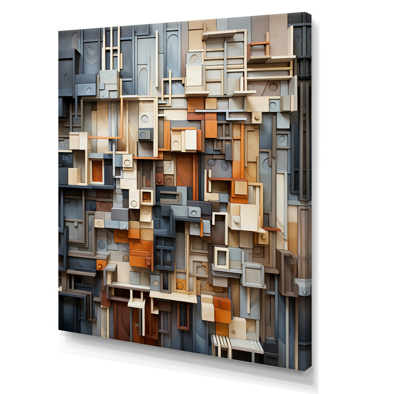 Abstrait taupe, bâtiment I, sur toile, H 44 po x l 34 po x P 1,5 po, Toile tendue