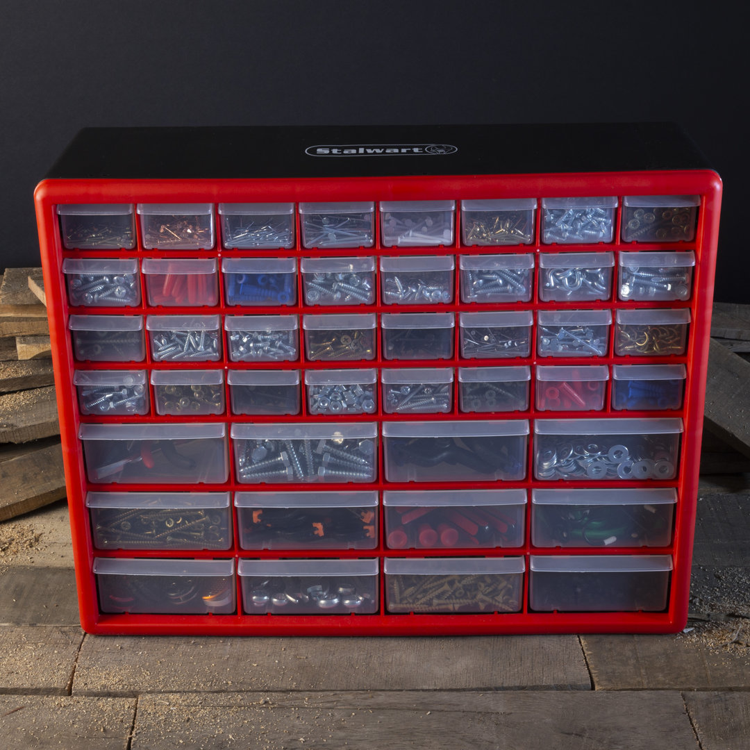 44 Drawer Storage Cabinet - Plastic Organizer with 12 Large & 32 Small Compartments by Stalwart Stalwart