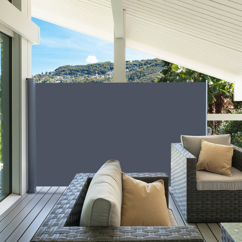 Winado 118'' W Fabric Gray Cover Retractable Side Awning, 63" H x 118" W x 63" D