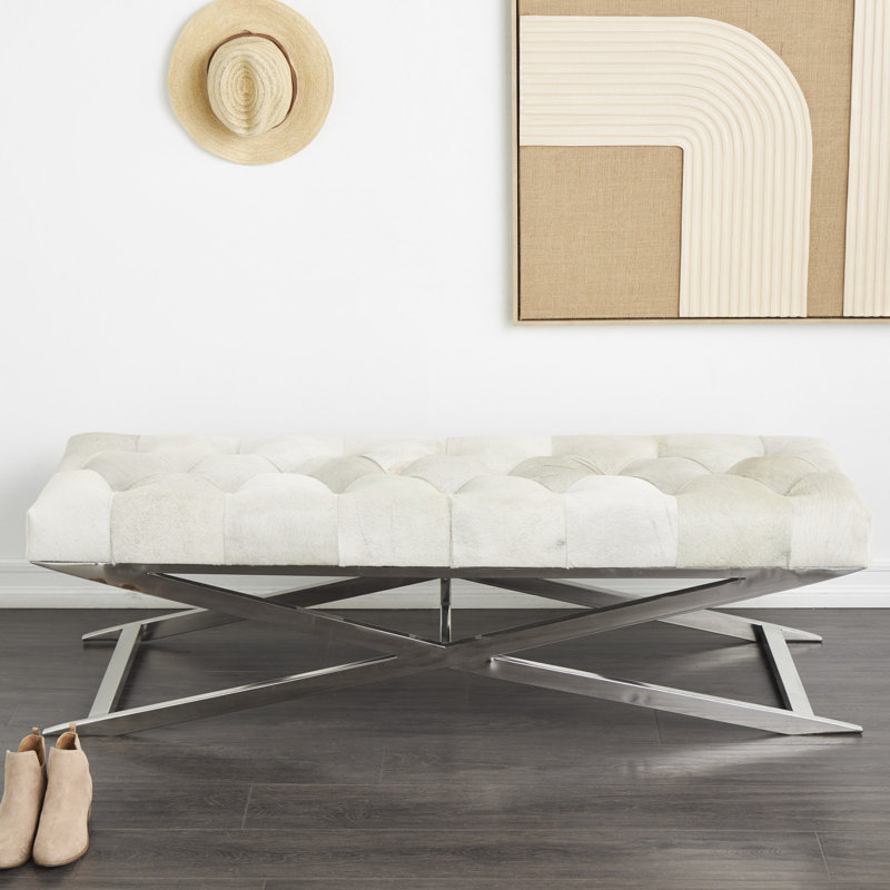 Banc rembourré en cuir capitonné Cayden