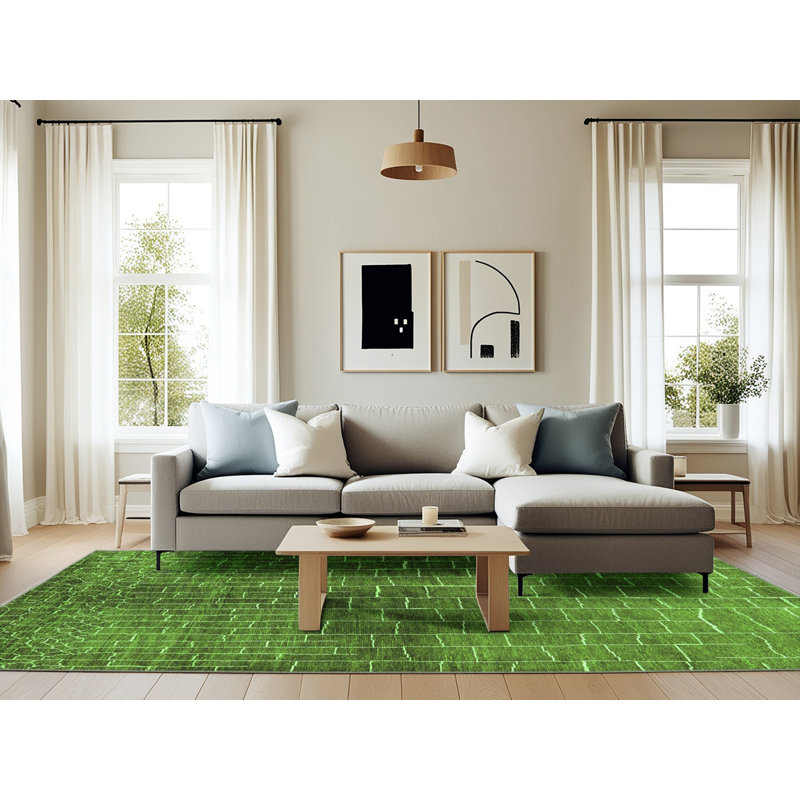 Washable Geometric Indoor Rug, Rectangle 6' x 9'